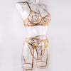 3-Piece Sensual Floral Lace Transparent Lingerie Embroidery  Kits Intimate